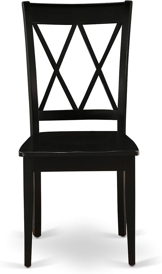 East West Furniture DLCL5-BLK-W 5 Piece Dining Table Set for 4 Includes a Round Kitchen Table with Dropleaf and 4 Dining Room Chairs, 42x42 Inch, Black