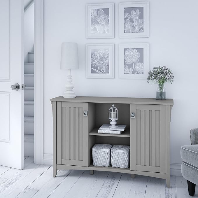 Bush Furniture Salinas Accent Storage Cabinet with Doors and Shelves, Farmhouse Cabinet Buffets & Sideboards