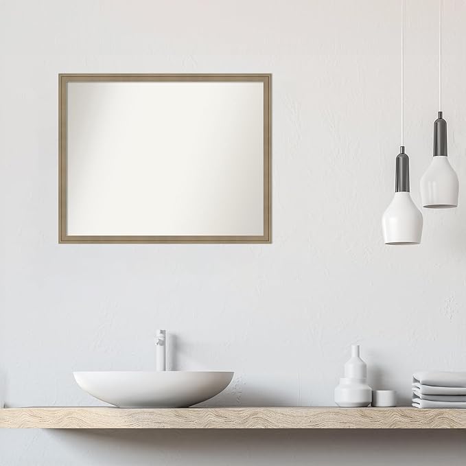 Amanti Art Grey Bathroom Mirror for Over Sink, 24x30 Florence Grey Rectangle Vanity Mirror, Large Casual Frame, Hangs Horizonally and Vertically, Bathroom Wall Decor, Non-Beveled Edge from WI, USA
