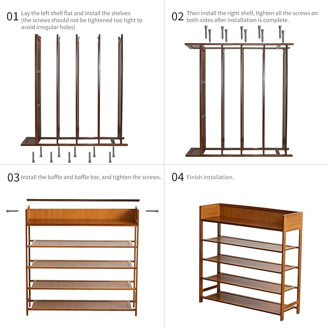 Bamboo Shoe Rack Organizer, 5 Tier Shoe Shelf Storage Organizer, for Entryway, Hallway, and Closet (Nature)
