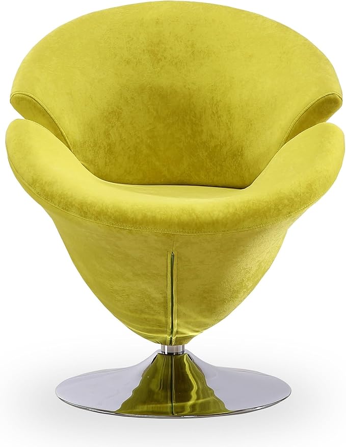 Manhattan Comfort Tulip Swivel Accent Chair Set of 2 with 360° Turn, Modern Flower Inspired Design, Soft Velvet Upholstery, Polished Chrome Base, No Assembly Required, 300 Lbs Capacity, Green