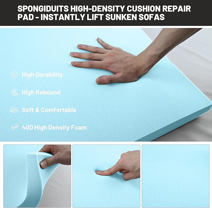 Couch Cushion Support for Sagging Seat - 20" x 20" High-Density Curved Foam Sofa Cushion Support Board,Couch Supporter for Under The Cushions,Blue Set of 2