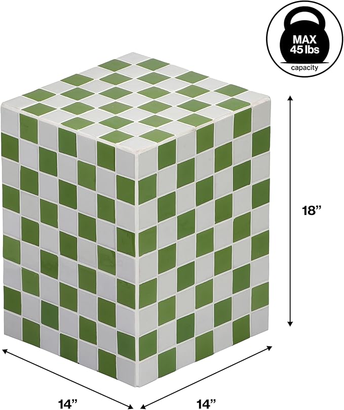 JONATHAN Y END2000J Callista 18" Modern Bohemian Ceramic Tiled Rectangle End Table, Side Table, Accent Table for Living Room, Bedroom, Green/Light Gray