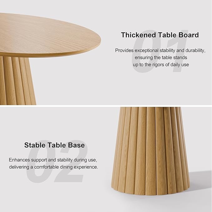 Casaphoria 67" Oval Dining Table, Modern Wood Kitchen Table with Cone Shaped Strip Convex Base for Living Room & Dining Room, Easy Assembly Farmhouse Furniture for 4-6, Oak