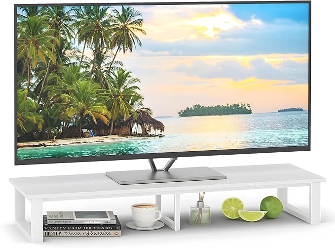 aboxoo 47" TV Riser for 32-60 inch TV, TV Riser Stand Shelf, Tabletop TV Stand Riser, Computer Monitor Table for Home Living Room, Study Office (White)