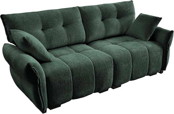 Modern Chenille Fabric 2-Seat Loveseat Sofa, Premium Upholstery Living Room Couch with Tufted Backrest & Comfortable Armrests and High-Resilience Memory Foam Cushions,Green