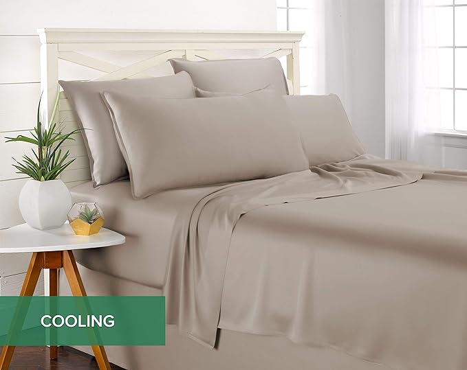 Twin XL Sheets by Pure Bamboo, Genuine 100% Organic Viscose Derived from Bamboo Bed Sheet Set, Luxuriously Soft & Cooling, Double Stitching, Lifetime Quality Promise (Twin XL, Sand)