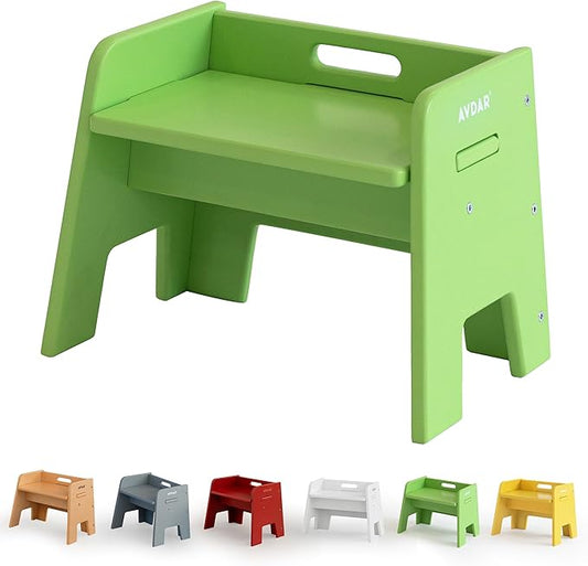 Wooden Step Stool for Kids, 14” One Step Stool for Toddlers, Heavy Duty Non-tip Non-Slip for Bedroom/Kitchen