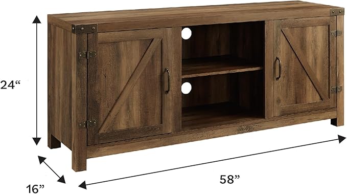 Walker Edison Georgetown Modern Farmhouse Double Barn Door TV Stand for TVs up to 65 Inches, 58 Inch, Rustic Oak