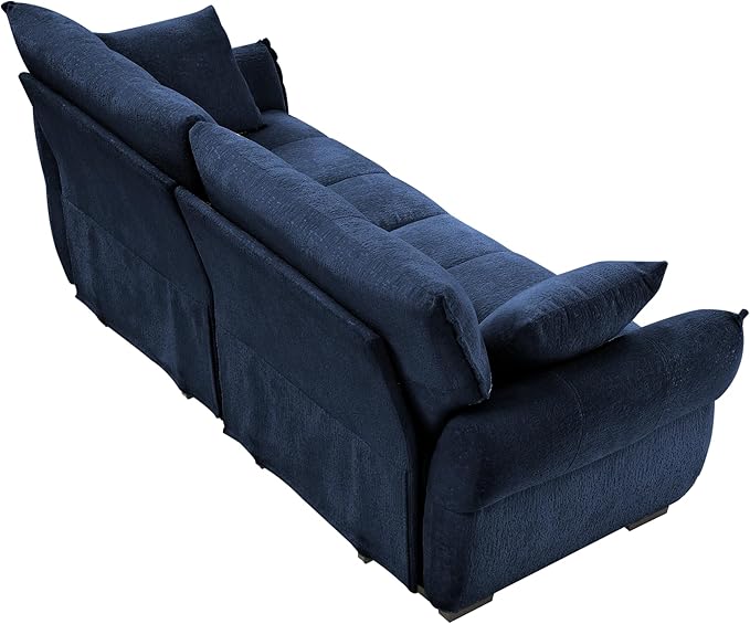 Modern Chenille Fabric 2-Seat Loveseat Sofa, Premium Upholstery Living Room Couch with Tufted Backrest & Comfortable Armrests and High-Resilience Memory Foam Cushions,Blue