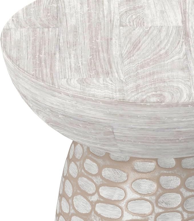 SIMPLIHOME Boyd 13-inch Wide Solid Mango End Table in White Wash, Contemporary-Style Accent Table for Living Room, Bedroom, or Family Room, Assembled