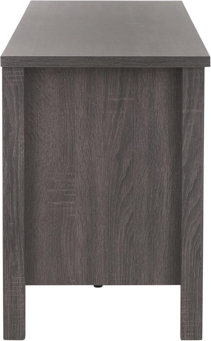SAFAVIEH Evane TV Stand for up to 65" Flatscreen – Distressed Black & Natural, 2 Doors with Interior Storage, 2 Open Shelves, Entertainment Media Console (MED9629E)