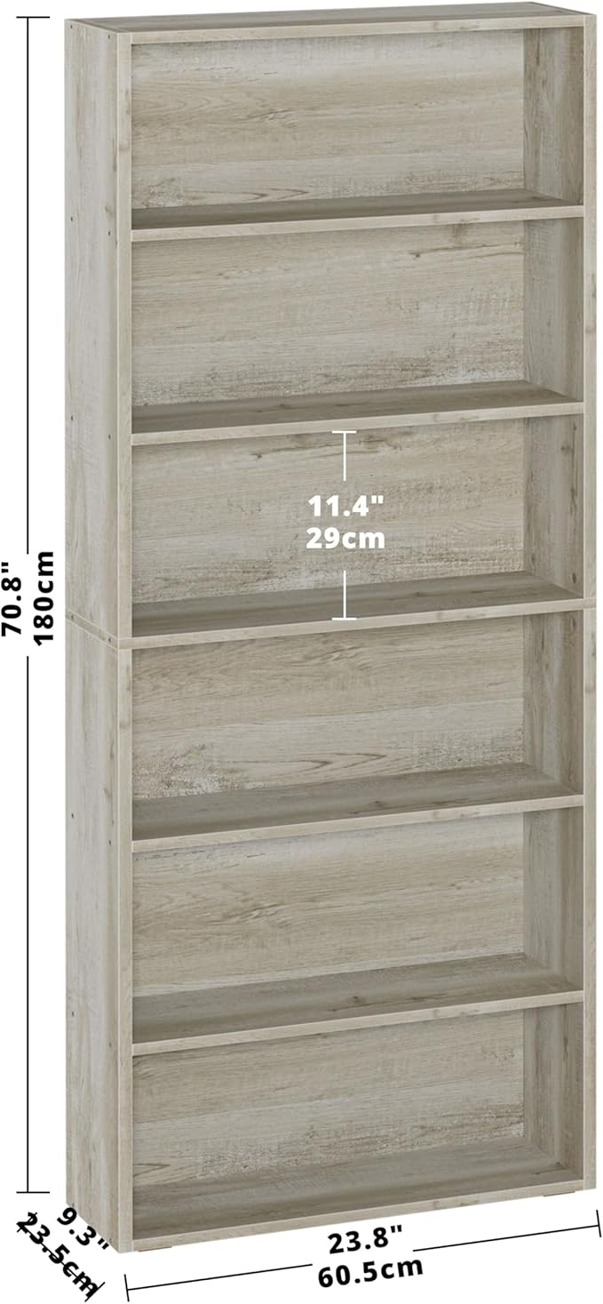 IRONCK Bookshelves and Bookcases Floor Standing 6 Tiers Display Storage Shelves 70 in Tall Bookcase Home Decor Furniture for Home Office, Living Room, Bed Room