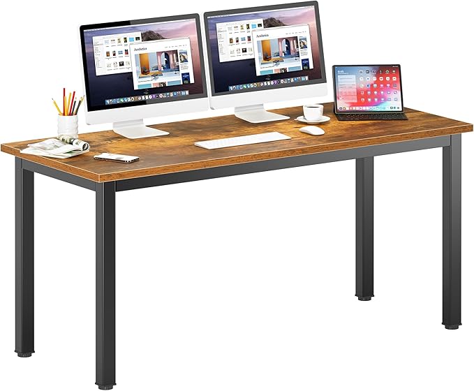 DlandHome Computer Desk Home Office Table Writing Desk Study Table Gaming Desk Worstation (63 inch, Retro)