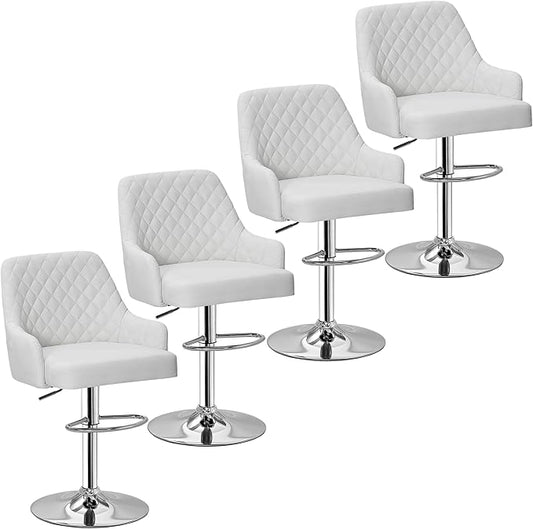 VECELO Adjustable Bar Stools Set of 4 with Back, Bar Height for Kitchen Counter