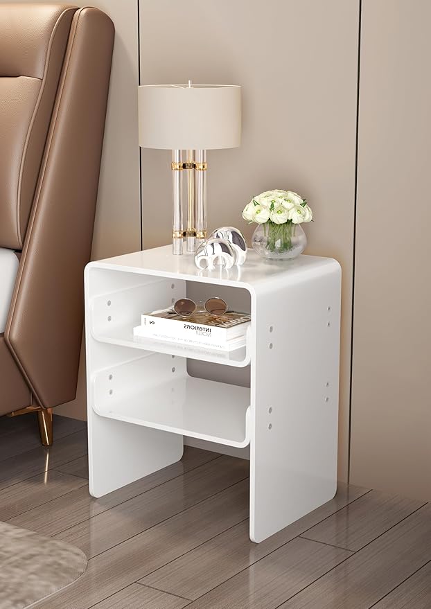 Clear Acrylic 3-Tier End Table/Nightstand – Sleek Bedside Storage with Durable Design, Perfect for Bedrooms, Living Rooms, or Modern Interiors – Ideal as a Bedside Table or Sofa Side Piece