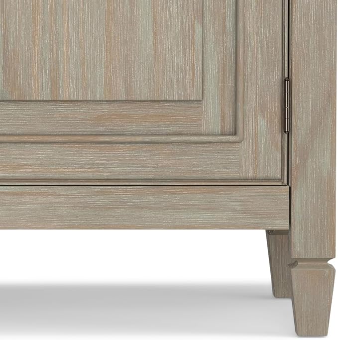 SIMPLIHOME Connaught 40-inch Wide Solid Wood Storage Cabinet in Distressed Grey for Entryway, Living Room, Organizer for Hats, Gloves, Shoes, Keys, Slim Design, Traditional Style