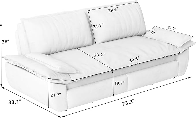 ERYE 73.2" Queen Size Sleeper Sofabed Modern 3 in 1 Convertible Loveseat Sofa&Couch, Velvet Upholstered Love Seat Sofa with Pull Out Sleep Couch Bed and W/Pillows Armrests for Home Apartment RV