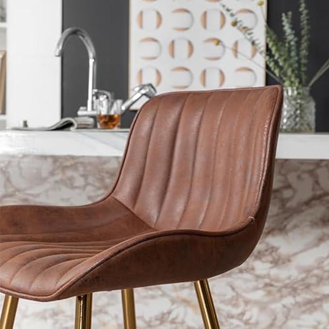 Sidanli Brown Velvet Bar Stools-Set of 2, 24 Inch Bar Stools for Kitchen Counter