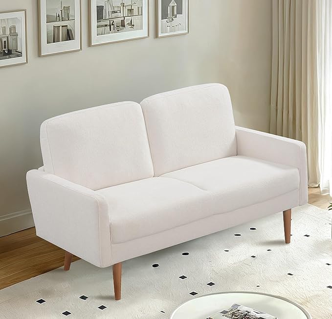 Kent 2 Piece Velvet Sofa and Loveseat Set, European Style with Modern & Vintage Flair, Upholstered 5 Seater Couch, Chic Living Room Furniture Seating for Home, Apartment or Office, Ivory