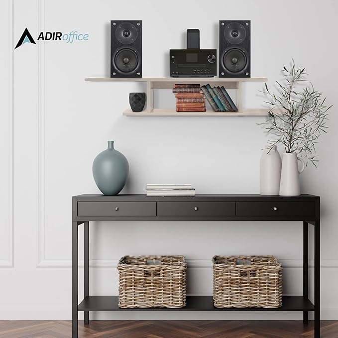 Floating TV Stand, Wall Mounted Floating Media Shelf Organizer Entertainment Center Console for Home and Office, Storage for Accessories Wifi Router Remote Control DVD Player and More (White)
