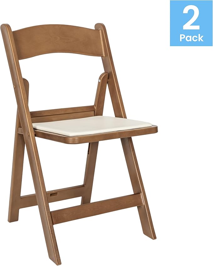 Flash Furniture Hercules Folding Resin– 2 Pack 800LB Weight Capacity Event Chair, Set of 2, Chestnut