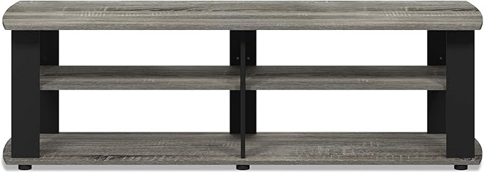 FURINNO Nelly Entertainment Center TV Stand, Short 43.3"(W) x13.4(H) x13.1(D), French Oak Grey/Black