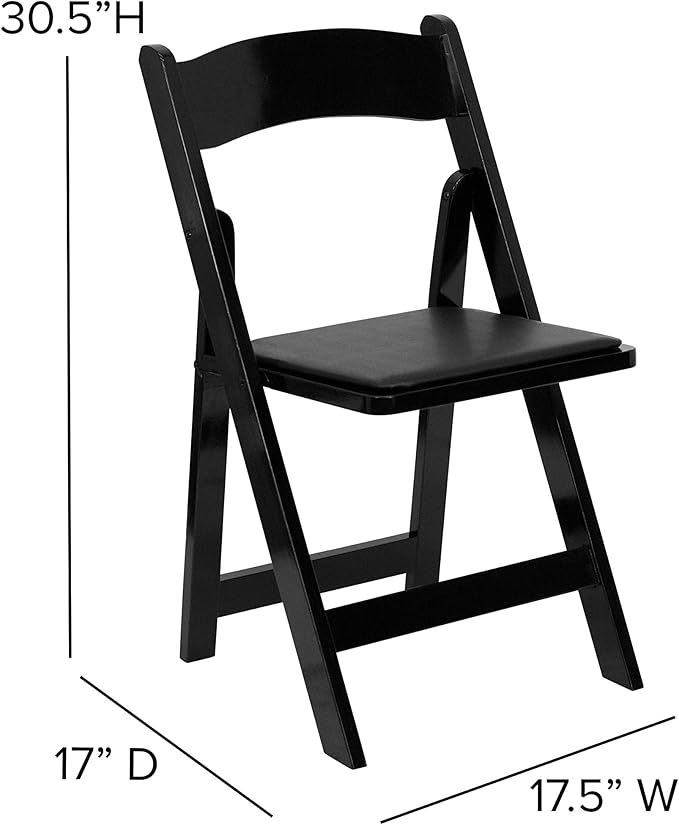 Flash Furniture 4 Pack HERCULES Series Black Wood Folding Chair with Vinyl Padded Seat