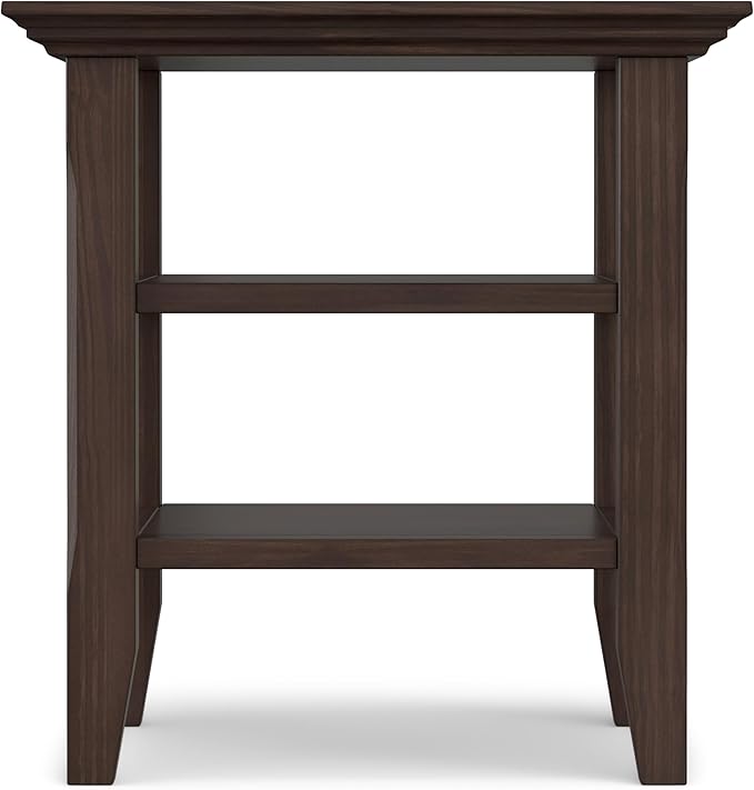 SIMPLIHOME Acadian SOLID WOOD 19 inch Wide Square Transitional End Table in Warm Walnut Brown for the Living Room and Bedroom