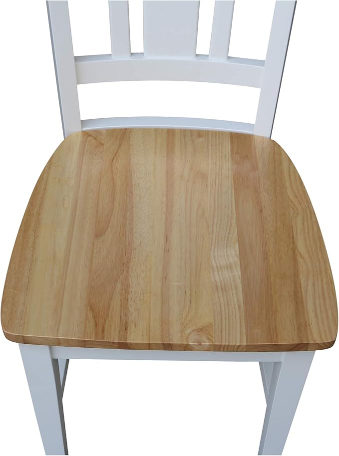 International Concepts San Remo SplatBack Dining Chairs Set of 2 White/Natural Parawood Construction - Solid Wood|17.3" W x 21.9" D x 38.2" H | 225 lb Weight Capacity - Chairs, White/Natural