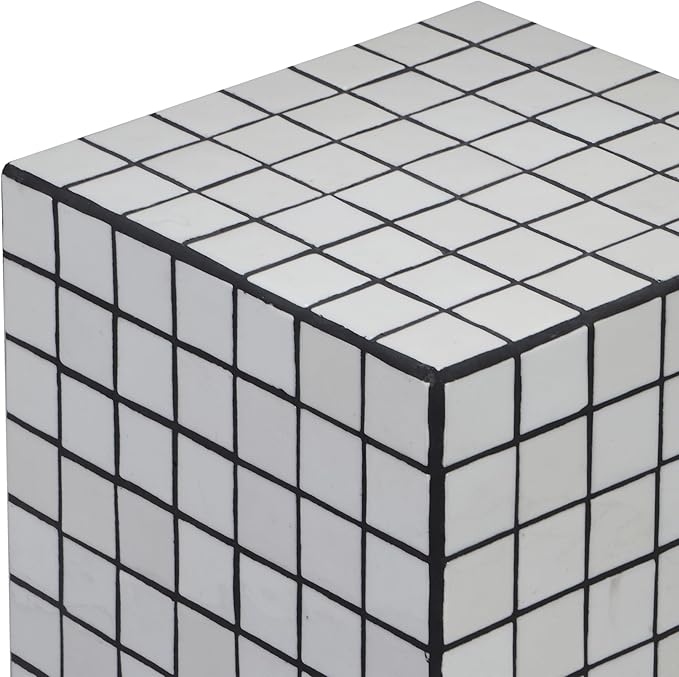 JONATHAN Y END2000G Callista 18" Modern Bohemian Ceramic Tiled Rectangle End Table, Side Table, Accent Table for Living Room, Bedroom, White/Black