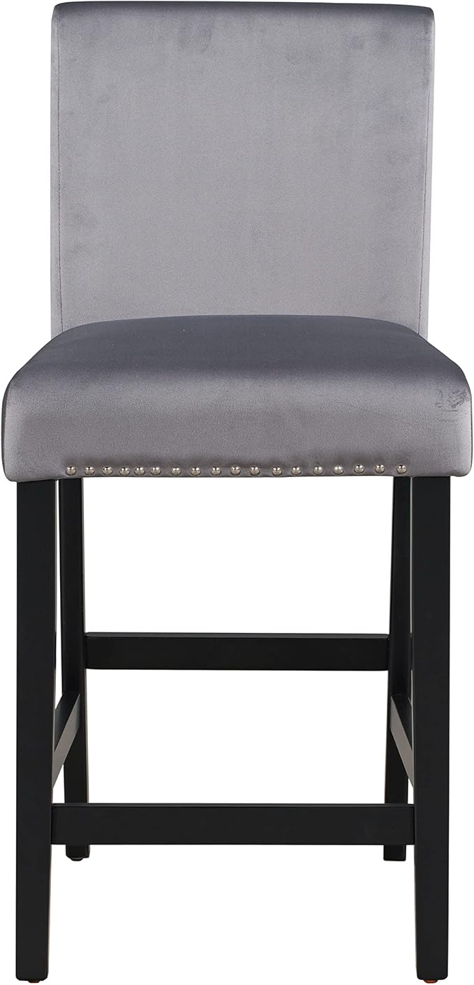 5 Pieces Dining Table Set with 35" Rectangle Faux Marble Top Table,Living Room Furniture W/ 4 Velvet-Upholstered Chairs,for Restaurant,Home Bistro,Gray
