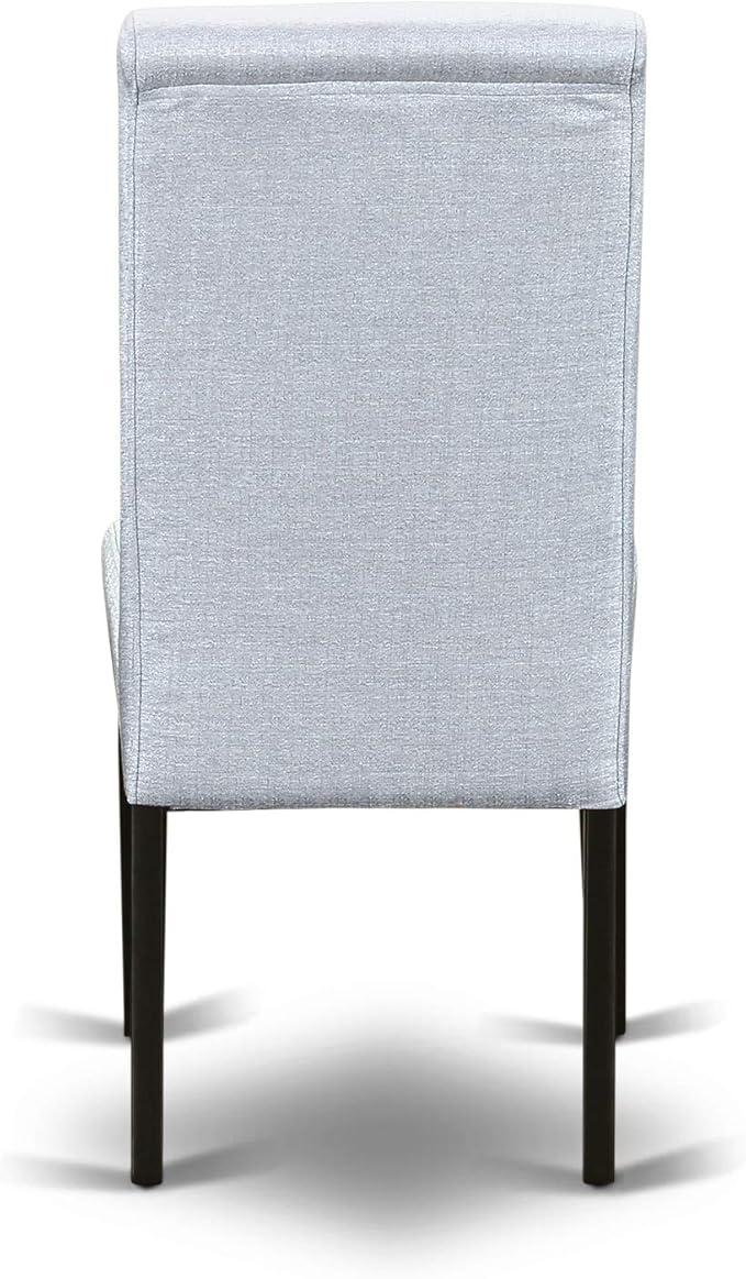 East West Furniture LGBA5-BLK-05 5 Piece Dinette Set Includes a Rectangle Dining Table with Butterfly Leaf and 4 Grey Linen Fabric Parson Dining Room Chairs, 42x84 Inch, Black