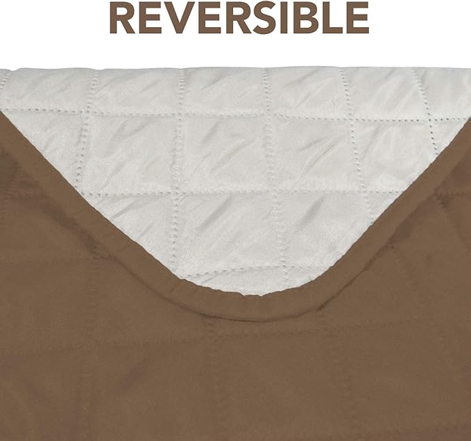 PureFit Reversible Sofa Couch Cover Water Resistant Couch Covers for 3 Cushion, Washable Furniture Cover with Non-Slip Foam and Adjustable Strap for Dogs, Pets (Sofa, Camel/Ivory)