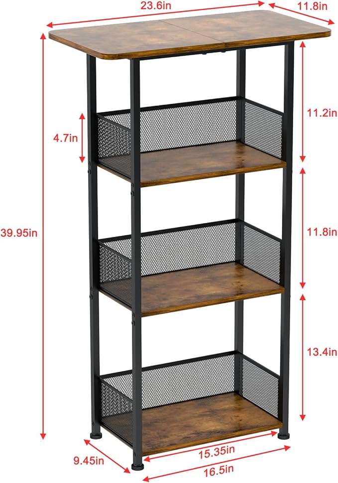 Wine Rack Freestanding Floor:4 Tier Whiskey Wine Rack Mini Bar Cart,Liquor Cabinet-Home Bar for Bottles,Cocktail Shaker,Mugs-(23.6 * 11.8 * 40inch)