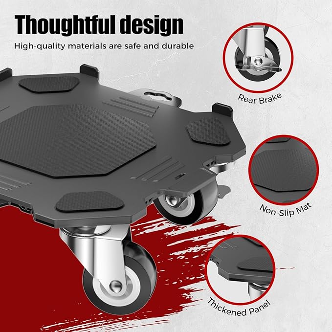 Upgraded Furniture Dolly Movers 5 Wheel Heavy Duty 3000LBS Capacity Carbon Steel Panel 360° Rotating Casters Furniture Slider for Sofa Refrigerator Piano (Black, 6in)