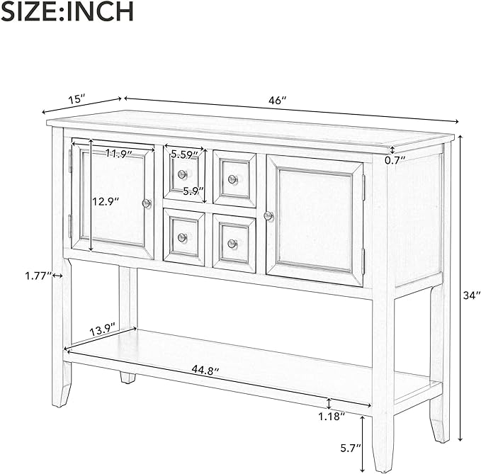 Merax Modern Wood Buffet Sideboard with Drawers and Bottom Shelf Console Table for Living Room Dinning Room Kitchen (Light Navy)