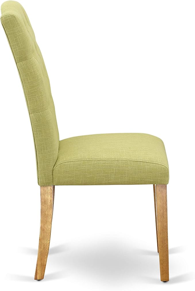 East West Furniture ESCE3-OAK-07 3 Piece Dinette Set for Small Spaces Contains a Round Dining Table with Pedestal and 2 Limelight Linen Fabric Upholstered Chairs, 30x30 Inch, Oak