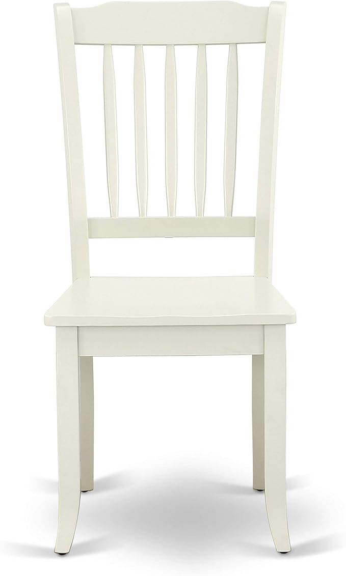 East West Furniture HBDA3-LWH-W 3 Piece Modern Dining Table Set Contains a Round Wooden Table with Pedestal and 2 Dining Chairs, 42x42 Inch, Linen White