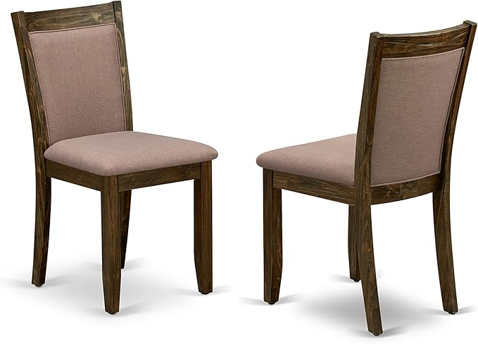 East West Furniture I3MZ7-748 7 Piece Dining Room Table Set Consist of a Round Dining Table with Pedestal and 6 Coffee Linen Fabric Upholstered Chairs, 48x48 Inch, Distressed Jacobean