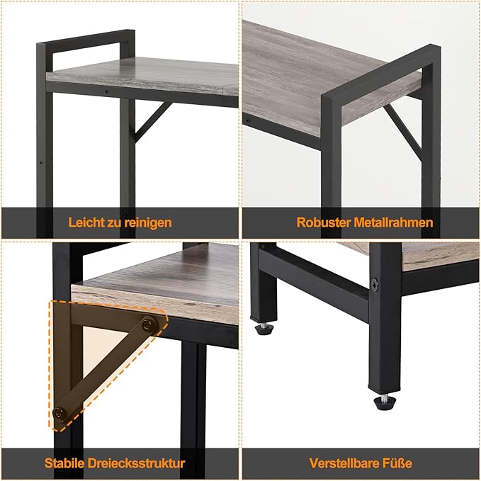 Narrow Console Table, Small Entryway Table, Sofa Table with 2 Support Bar, Industrial Couch Table, Thin Side Table, Display Table for Living Room, Hallway, Bedroom, Foyer, Grey