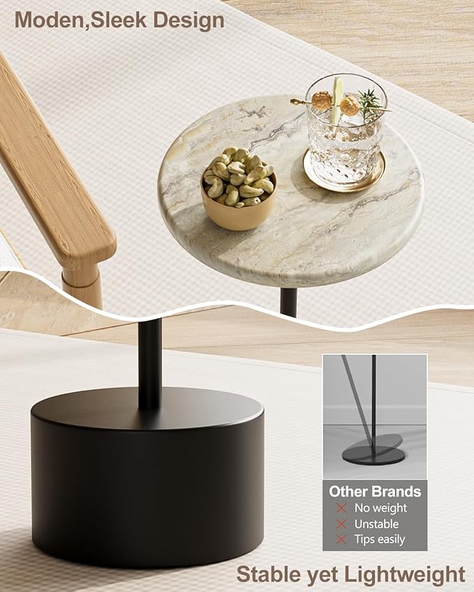 Drink Table Pedestal, Round Side Table, Drink Tables for Small Spaces, Pedestal End Table, Small Pedestal Table (Black)