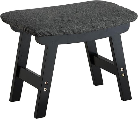 Foot Stool Ottoman Foot Rest Under Desk,Small Stool for Living Room, Bedroom and Kitchen (Black Legs - Gray Stool Surface)