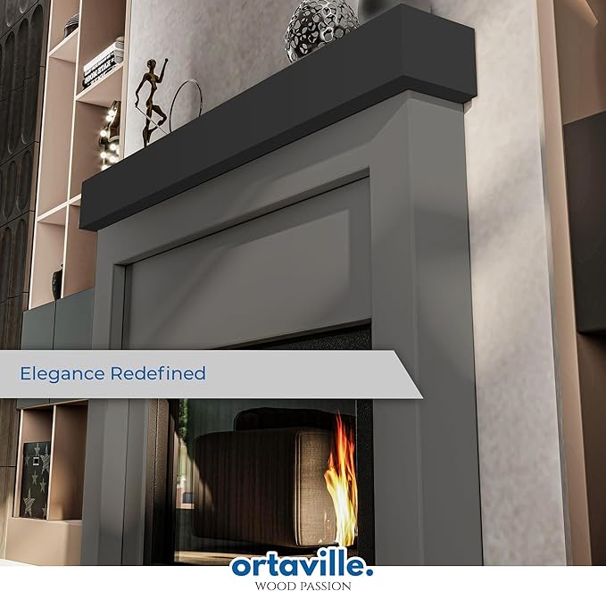 66" Floating Mantel Shelf - Modern White Fireplace Mantel with Matte Lacquer Finish for Living Room Elegance (66", Slate Grey)