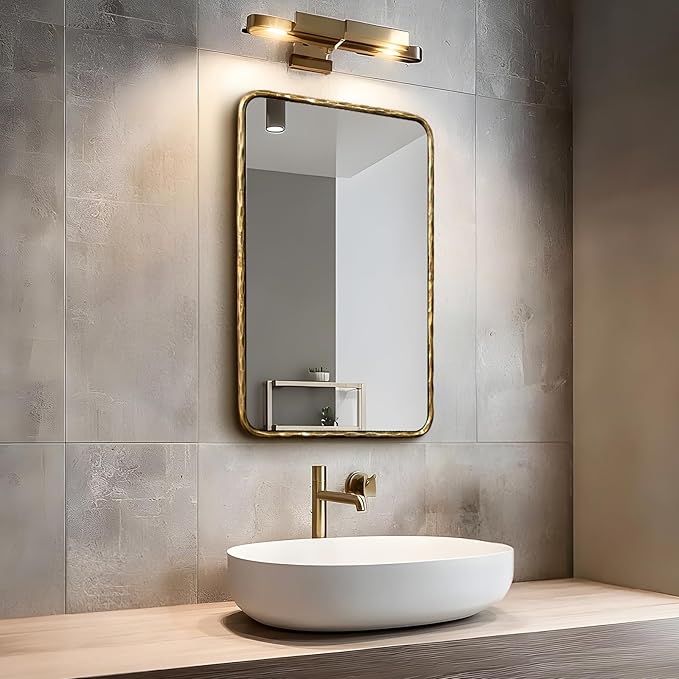 BEGINS Hand-Forged Steel Wall Mirror, 24x36 Inch Vintage Solid Steel Frame, Antique Rounded Rectangle Bathroom Mirror with Hidden Mounting Hooks, Horizontal or Vertical Hanging