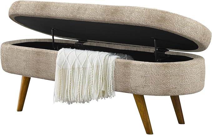 NicBex Ottoman Bench with Storage for Bedroom, 43.5" Upholstered End of Bed Bench with Rubber Wood Legs, Linen Storage Bench for Living Room or Entryway,