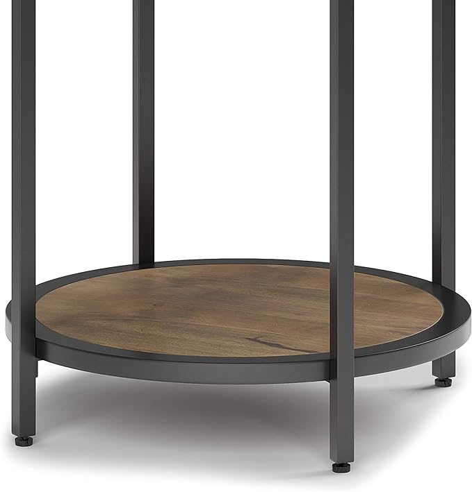 SIMPLIHOME Jenna Industrial 18 inch Wide Metal Round Accent Side Table in Warm Grey for the Living Room and Bedroom