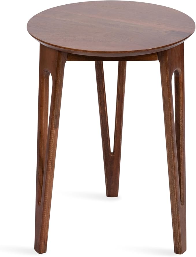 Kate and Laurel Kershaw Mid-Century Modern Round Side Table, 16 x 16 x 22, Walnut Brown, Transitional Circle Living Room End Table with Tapered Hairpin Legs for Use as Bedroom Nightstand Table