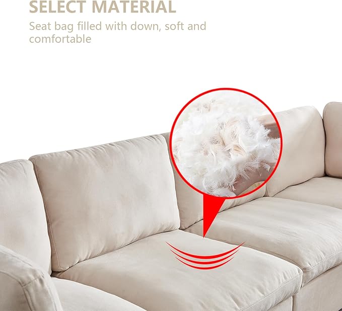 Modern L-Shaped Sectional Sofa with Chaise Lounge Furniture Set , Minimalist Style Comfy Chenille Upholstery Corner Couch with Throw Pillows ,Free Combination Convertible Sofa&Couches for Living Room