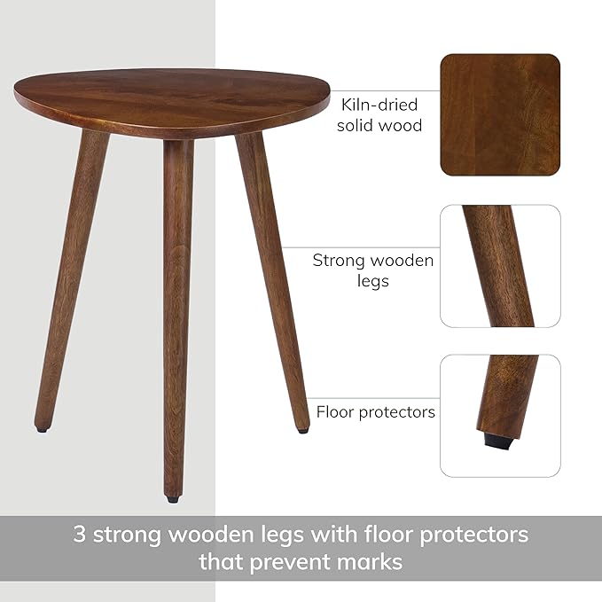 MH London Bond Wooden Triangle End Table - Exclusively Designed Modern Small Side Table. Hand Crafted - Wooden Side Table - Contemporary Design for Small End Tables for Bedroom and Living Room